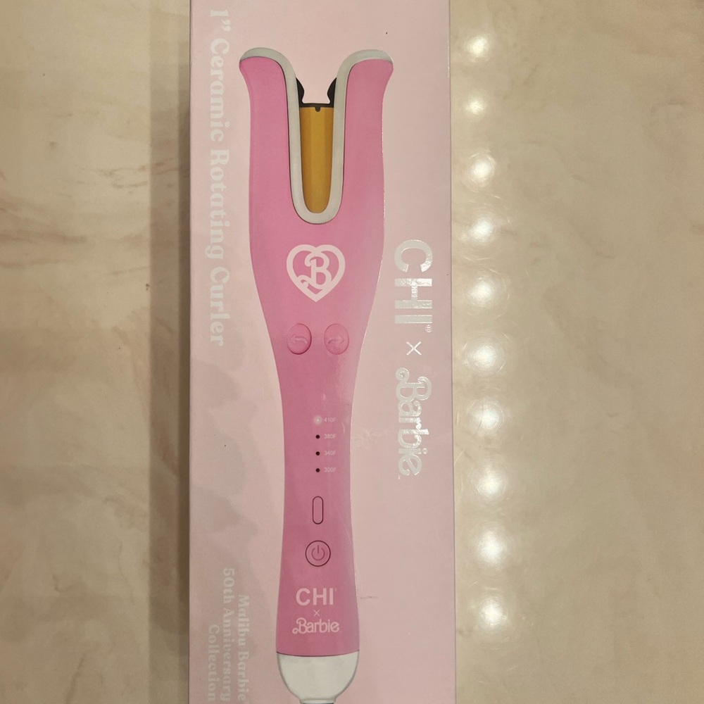 x Barbie Pink Ceramic Rotating Curler